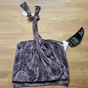 NWT Miraclesuit Luxe Leopard Purple Shimmer Underwire Halter Tankini Top Size 12